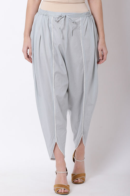 Grey Cotton Tulip Pants image number 0