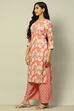 Coral Viscose Blend Straight Printed Kurta Palazzo Suit Set image number 3