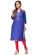 Blue Straight Cotton Kurta image number 1