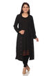 Black Front Open Poly Cotton Kurta image number 0