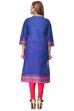 Blue Straight Cotton Kurta image number 3