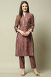 Navy Blue Viscose Printed Straight Kurta Set image number 6