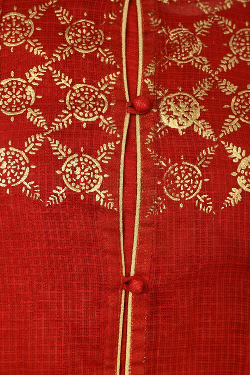 Red Kalidar Polyester Suit Set image number 5
