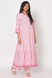 Pink Cotton Kalidar Kurta image number 2