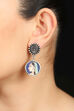 Handpainted Floral Blue Earrings With Filigree Beads image number 0