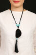 Black Agate And Turquoise Beads With Tassel Necklace image number 0
