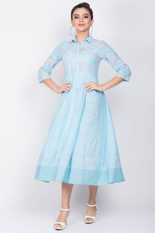 Blue Cotton Kalidar Dress image number 6
