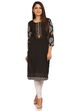 Black Straight Cotton Kurta image number 0