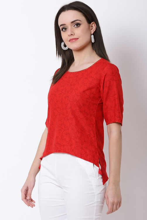 Red Viscose Rayon Top image number 2