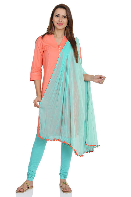 Coral Straight Cotton Kurta image number 4