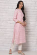 Pink LIVA Straight Kurta image number 3