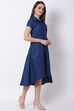 Denim Blue Cotton Asymmetric Dress image number 3