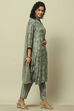 Green Printed Straight Kurta & Pants Suit Set image number 6