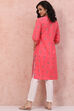 Pink Art Silk Floral Kurta image number 4