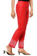 Red Cotton Straight Pants image number 1