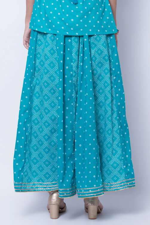 Turquoise Cotton Skirt image number 5