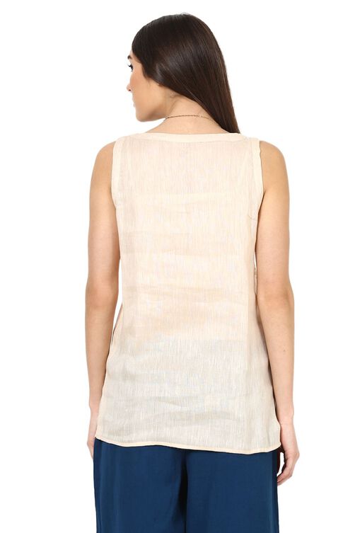 Beige Straight Poly Cotton Indie Top image number 4