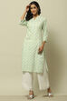 White & Yellow Cambric Printed Straight Kurta image number 5