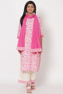 Pink Cotton Straight Kurta image number 4