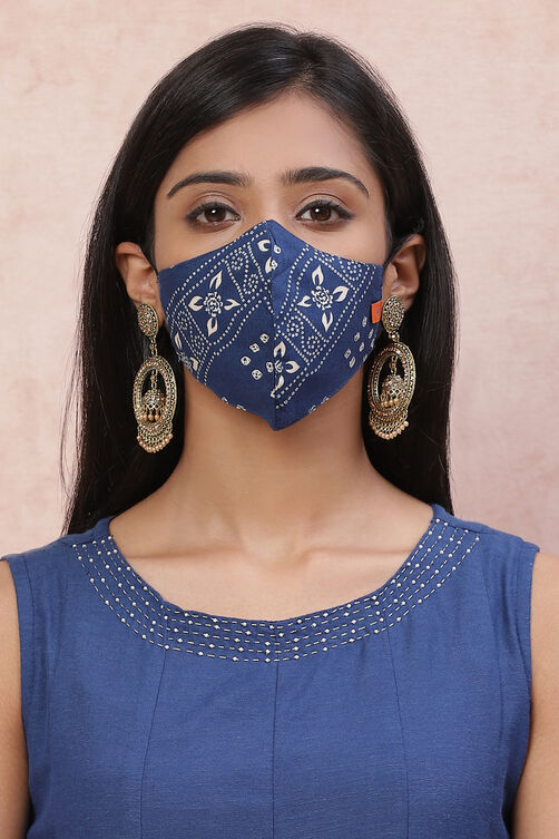 Blue Viscose Rayon Face Mask image number 0