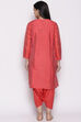 Coral Polyester Viscose Straight Suit Set image number 6