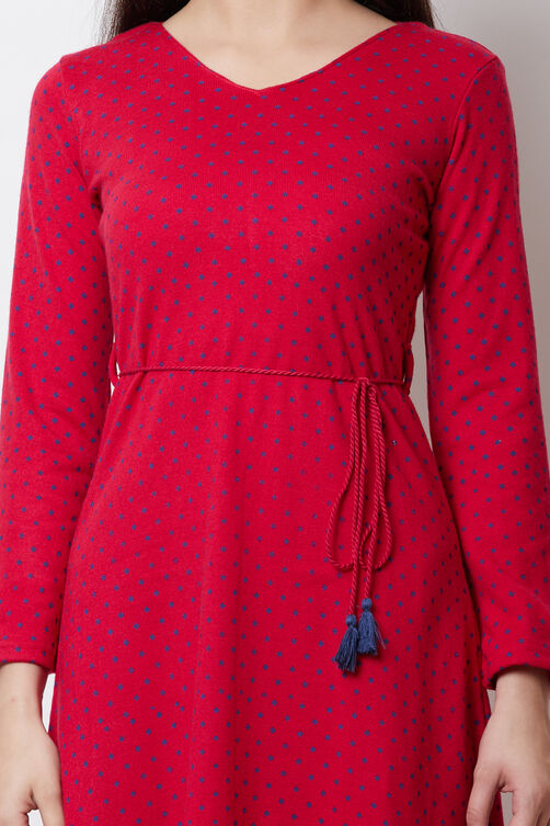 Pink POLY COTTON      A Line Dress image number 1
