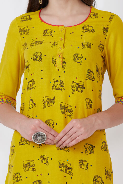 Yellow Viscose Rayon Straight Kurta image number 1