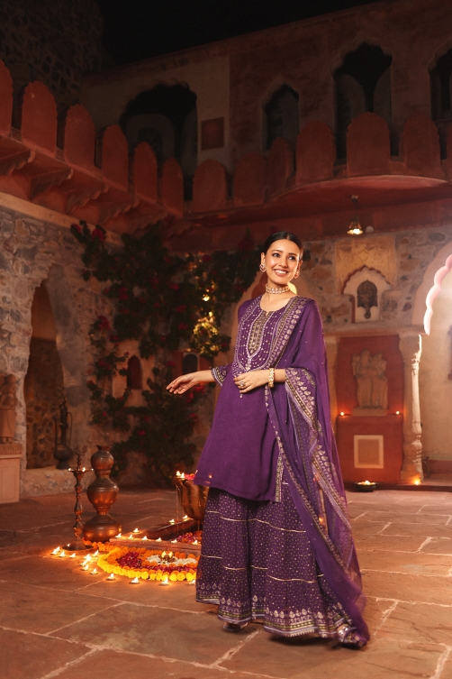 Purple festive wear