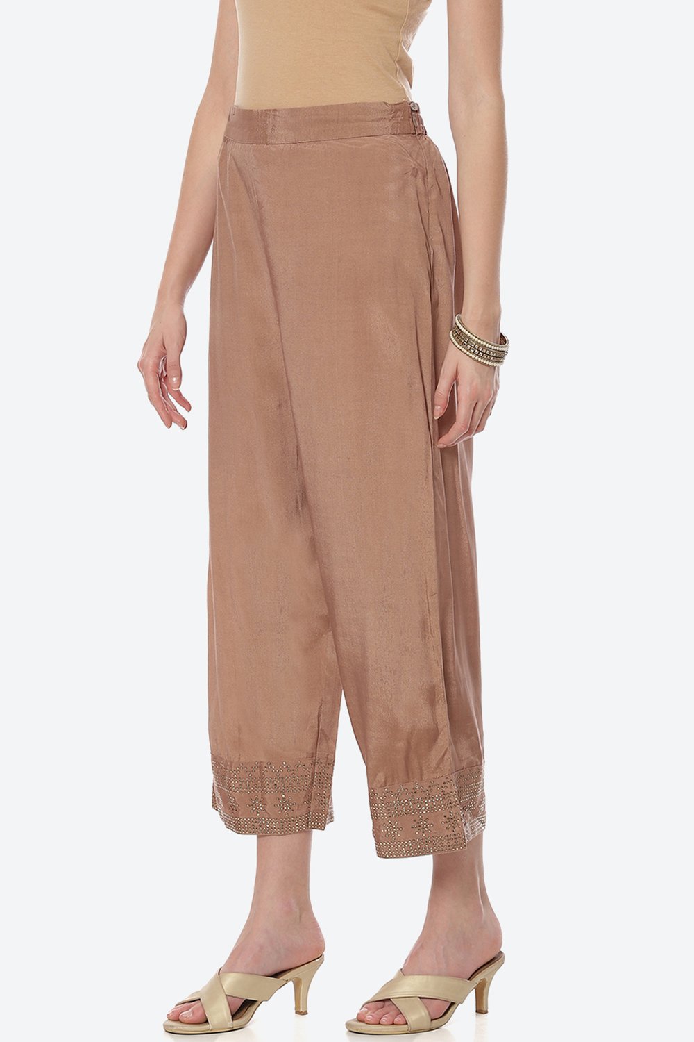 Beige LIVA Palazzo Pants image number 2