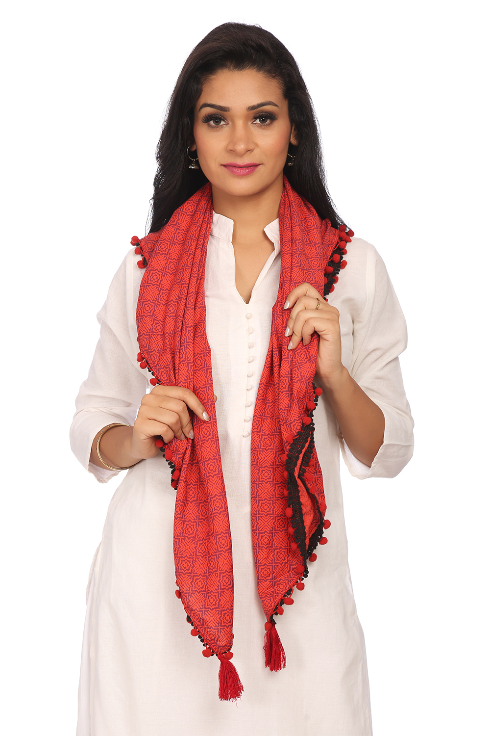 Red Cotton Scarf image number 1