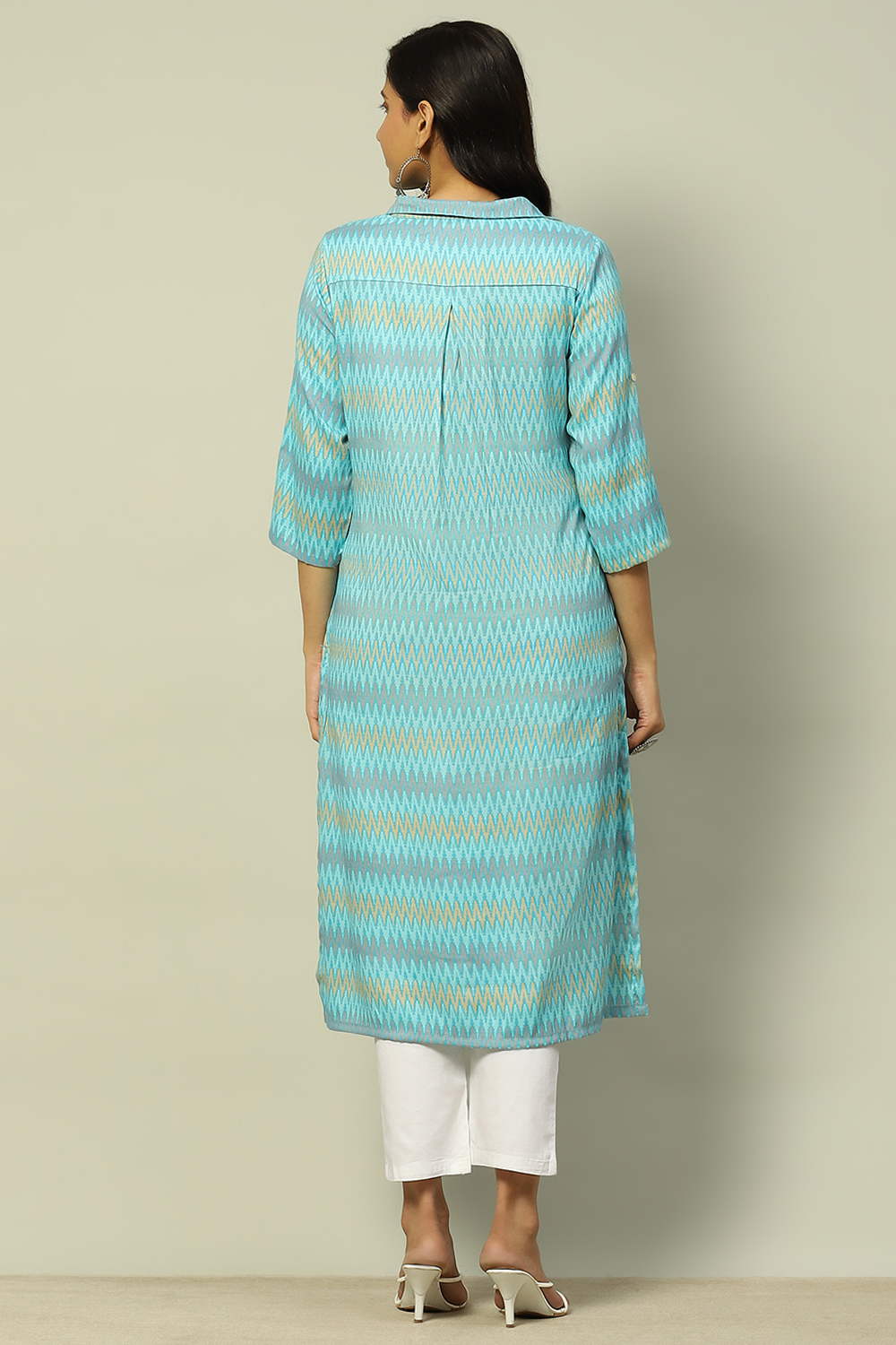 Blue Viscose Blend Printed Straight Kurta image number 3