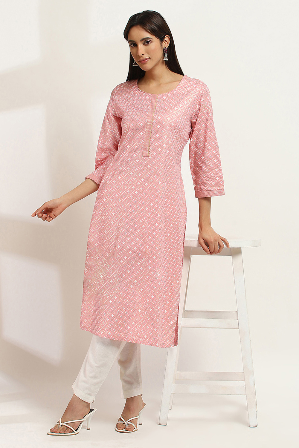 Peach Viscose Straight Kurta image number 0