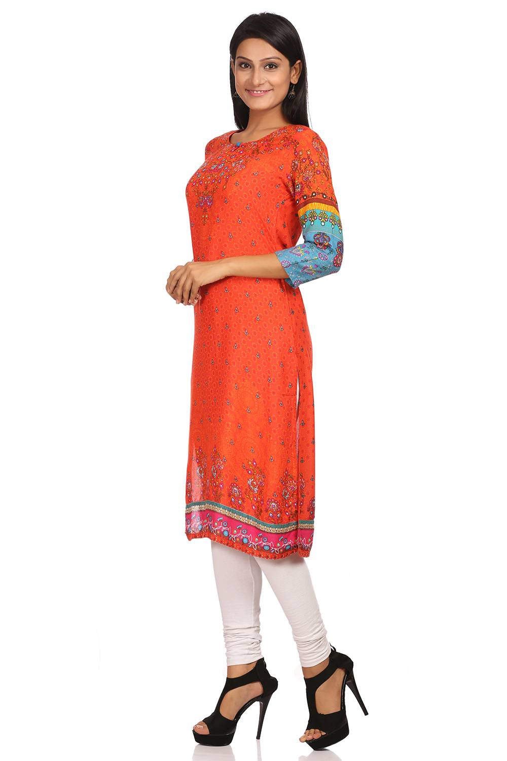 Orange Straight Modal Kurta image number 1