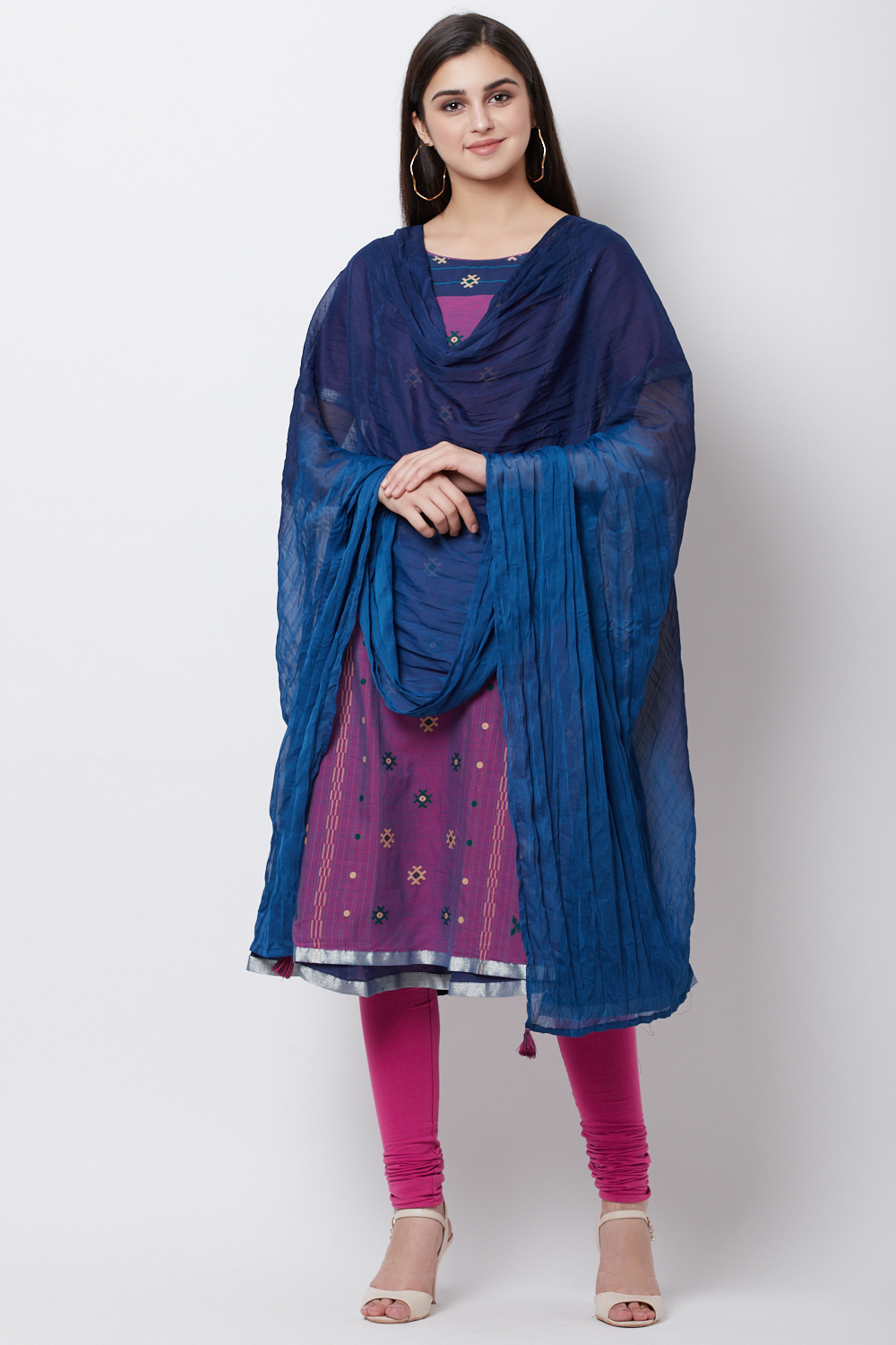 Blue And Teal Polyester Chiffon Dupatta image number 0