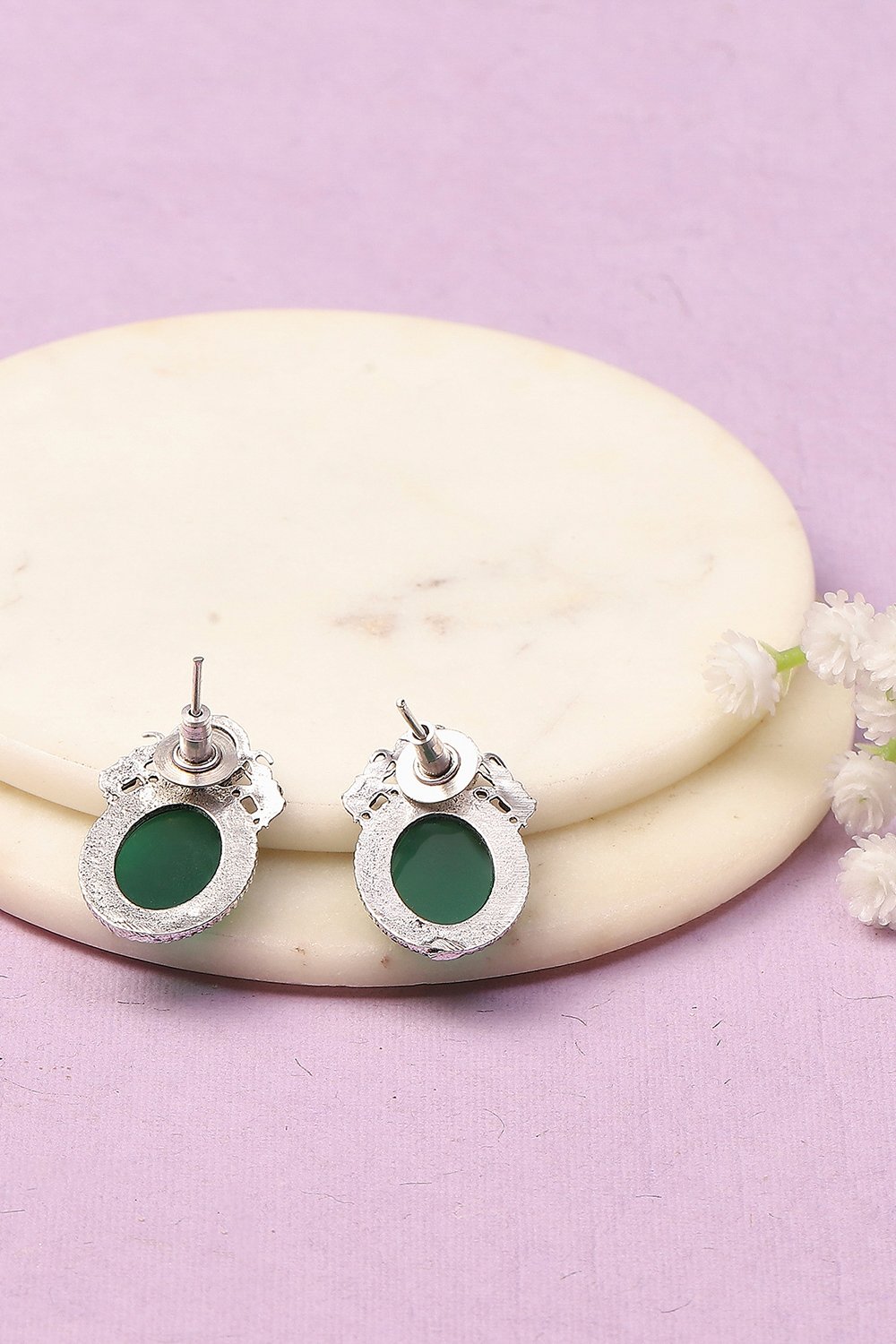 Apple Green Oxidised Alloy Earrings image number 2