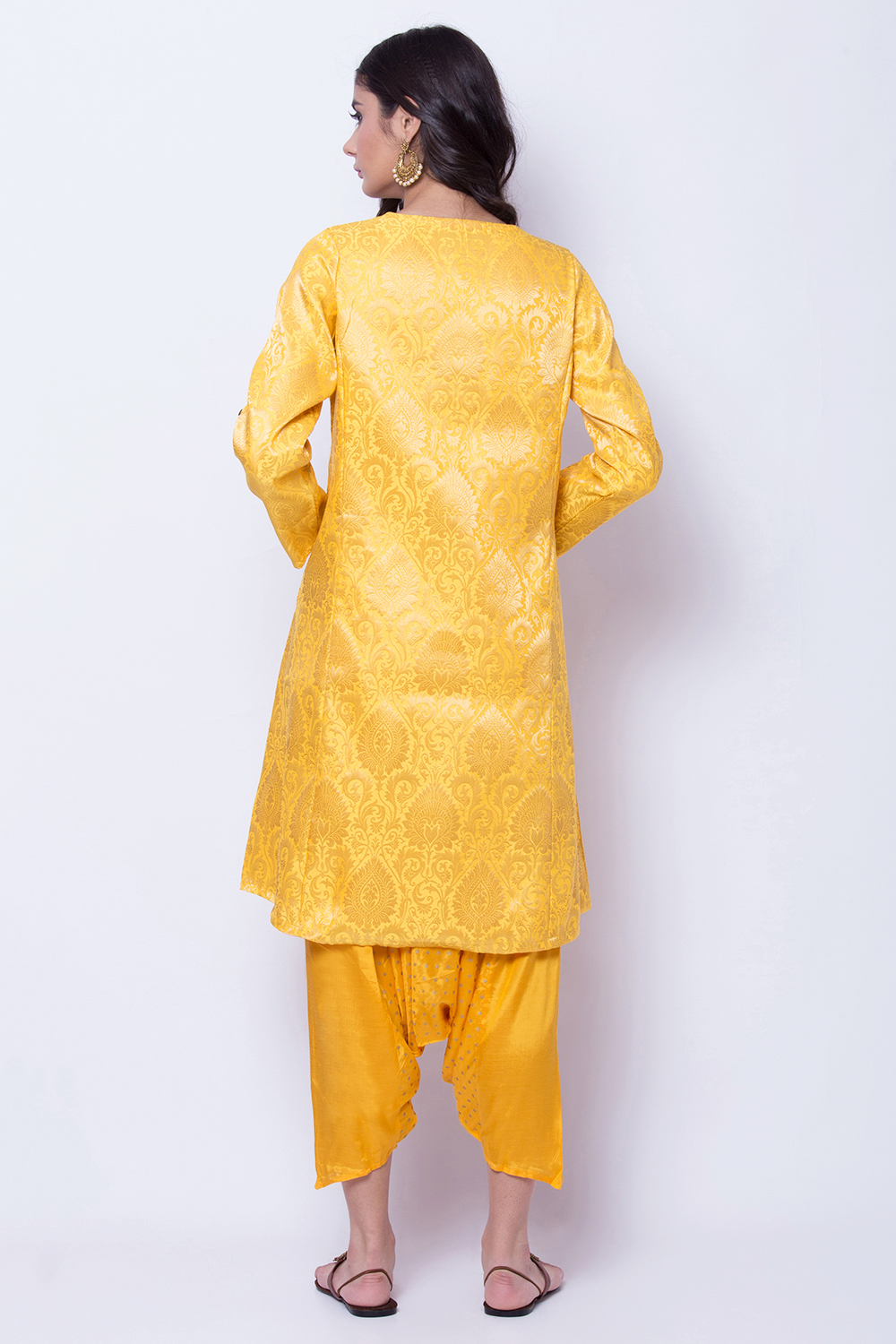Yellow Polyester Viscose Straight Suit Set image number 1