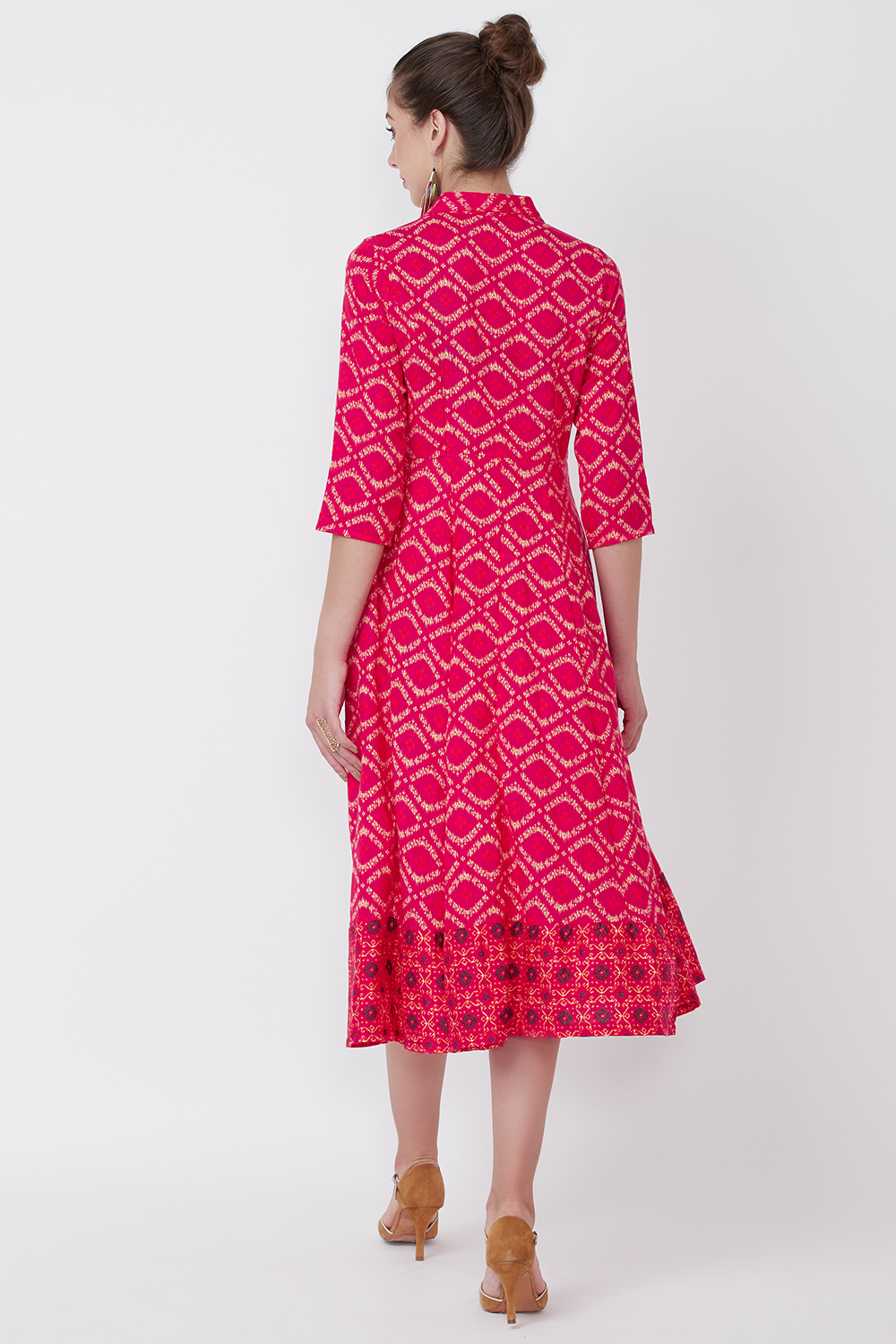 Pink Viscose Kalidar Dress image number 4