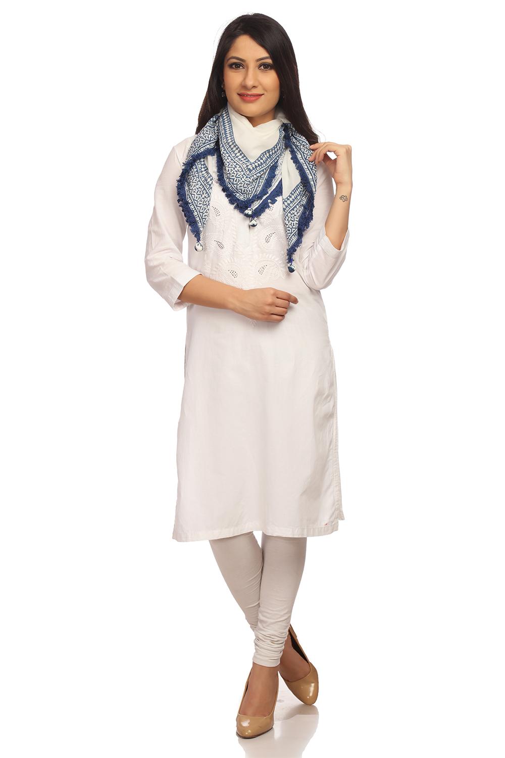 White Cotton Scarf image number 1