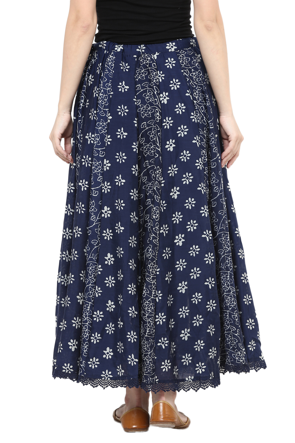 Indigo Poly Chanderi Skirt image number 4