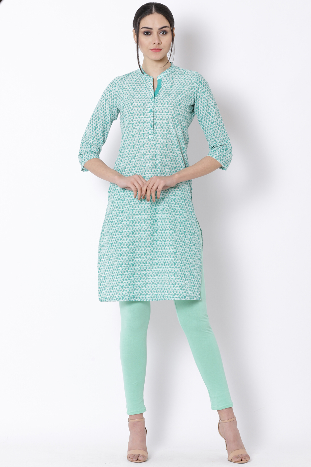 Green Cotton Straight Kurta image number 2