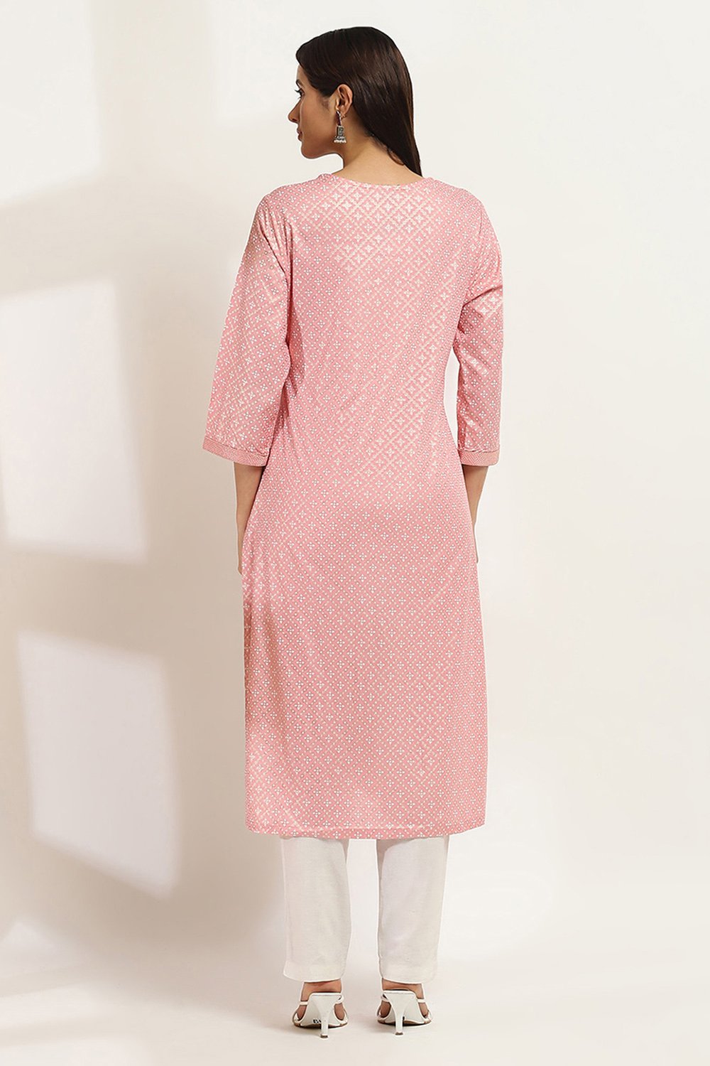 Peach Viscose Straight Kurta image number 3