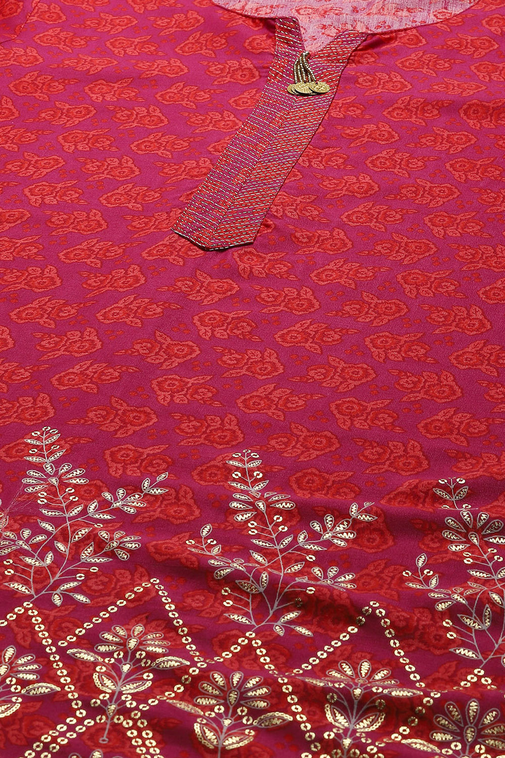 Purple LIVA Straight Printed Kurta image number 1