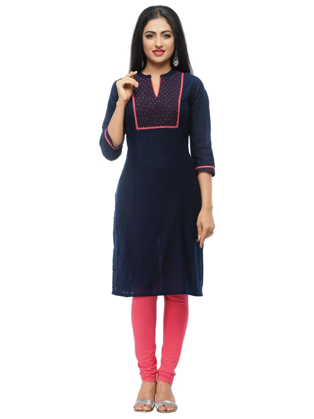 Blue Cotton Straight Kurta image number 0