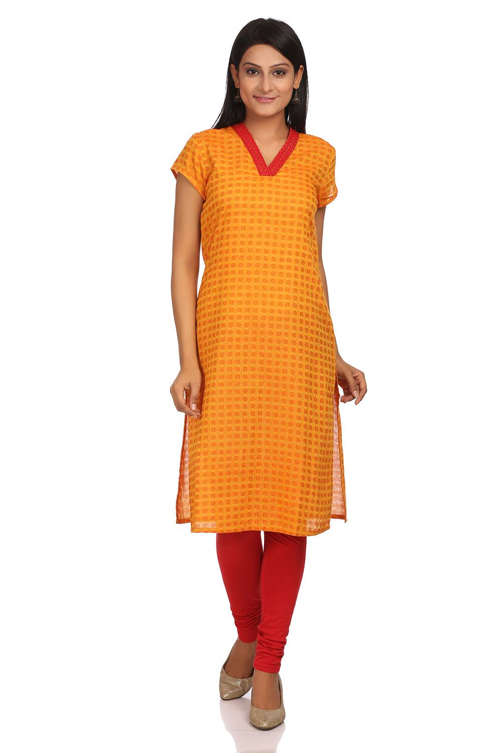 Yellow Straight Cotton Kurta image number 0