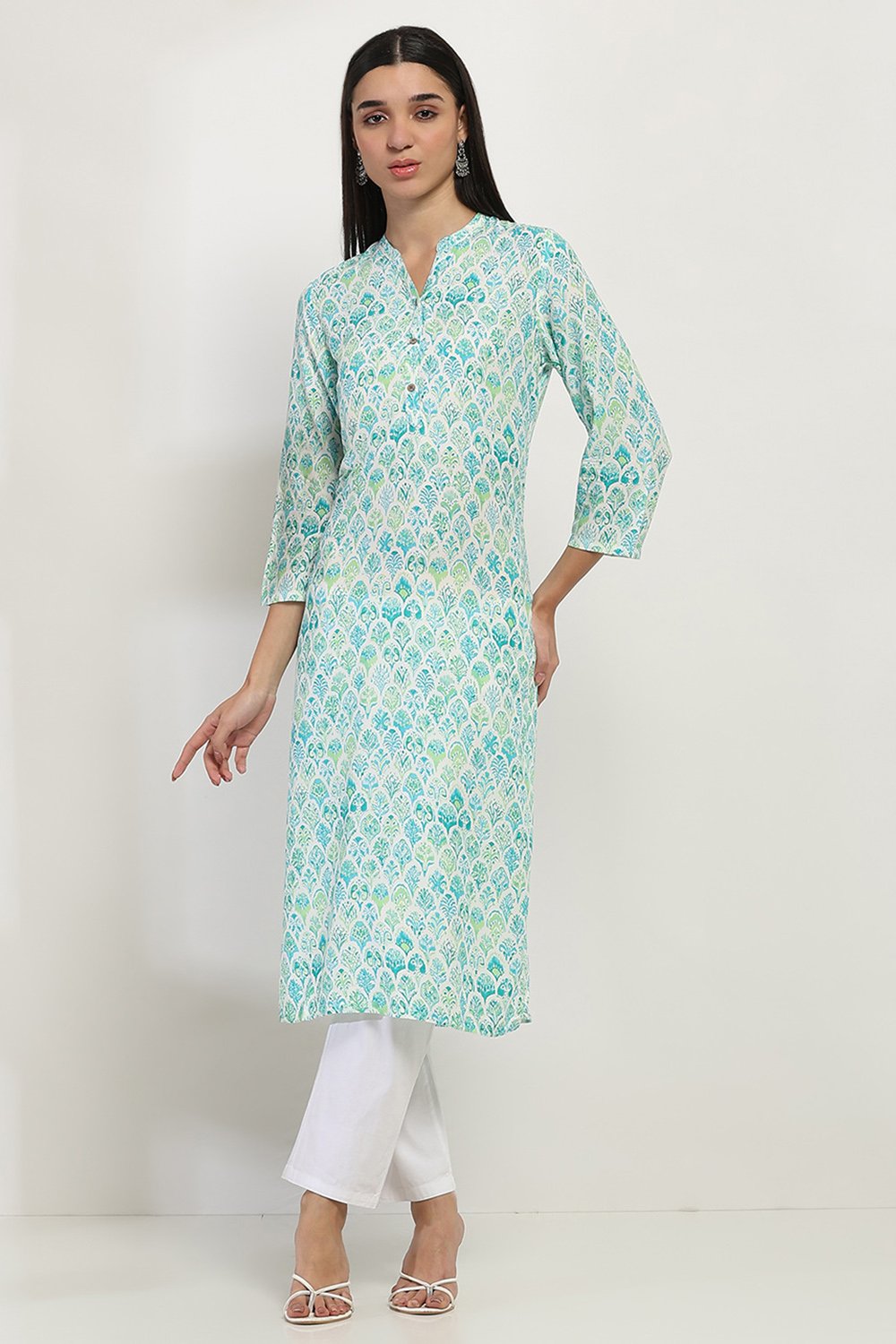 Sea Green Viscose Straight Kurta image number 5