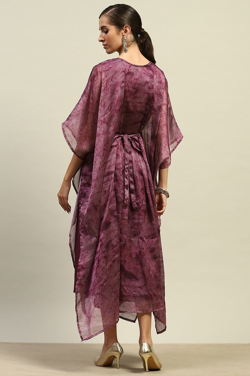 Purple Poly Georgette Printed Kaftan  image number 3