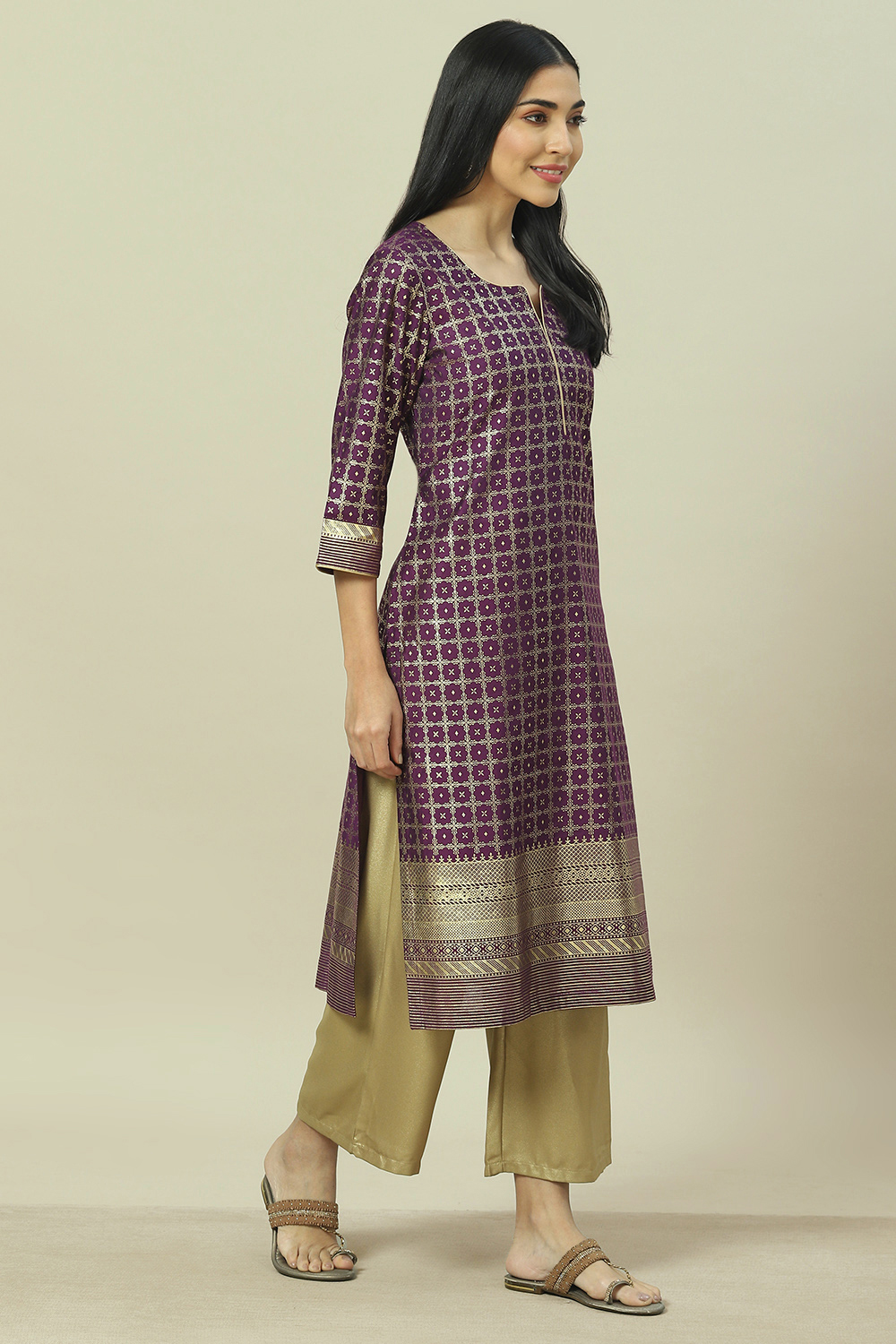 Purple Straight Kurta image number 3