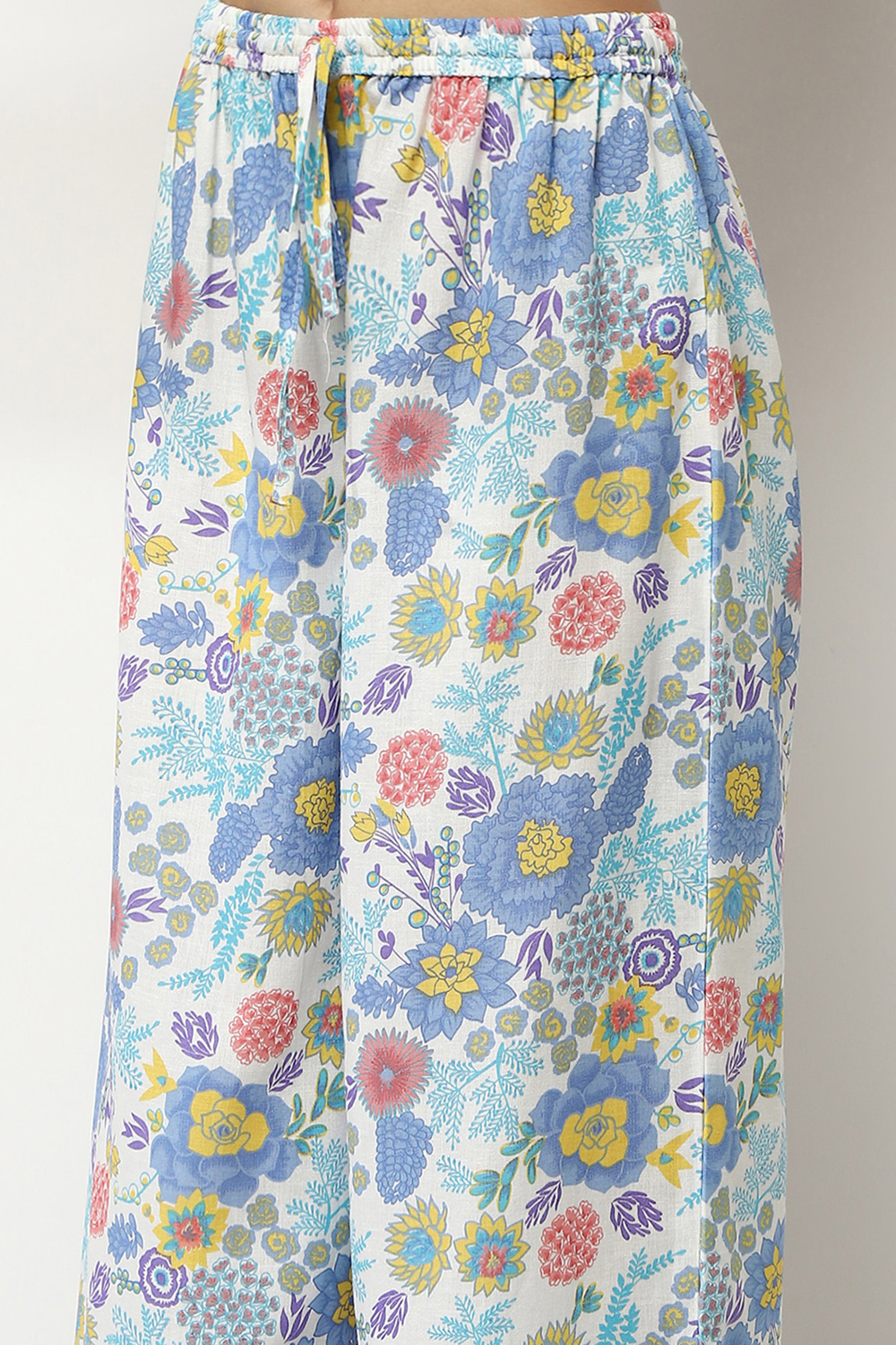 Aqua Floral Printed Straight Co-ord Set image number 2