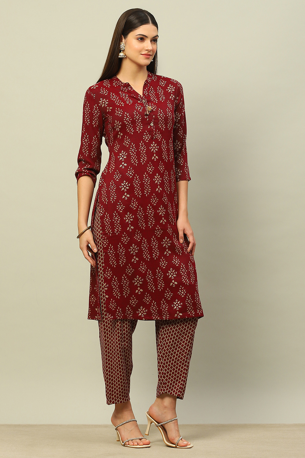 Black Viscose Blend Straight Printed Kurta Salwar Suit Set image number 5