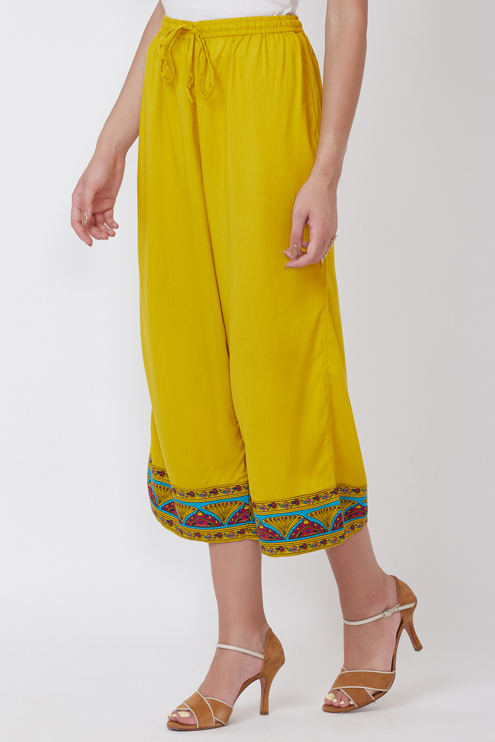 Yellow Viscose Rayon Palazzo image number 0